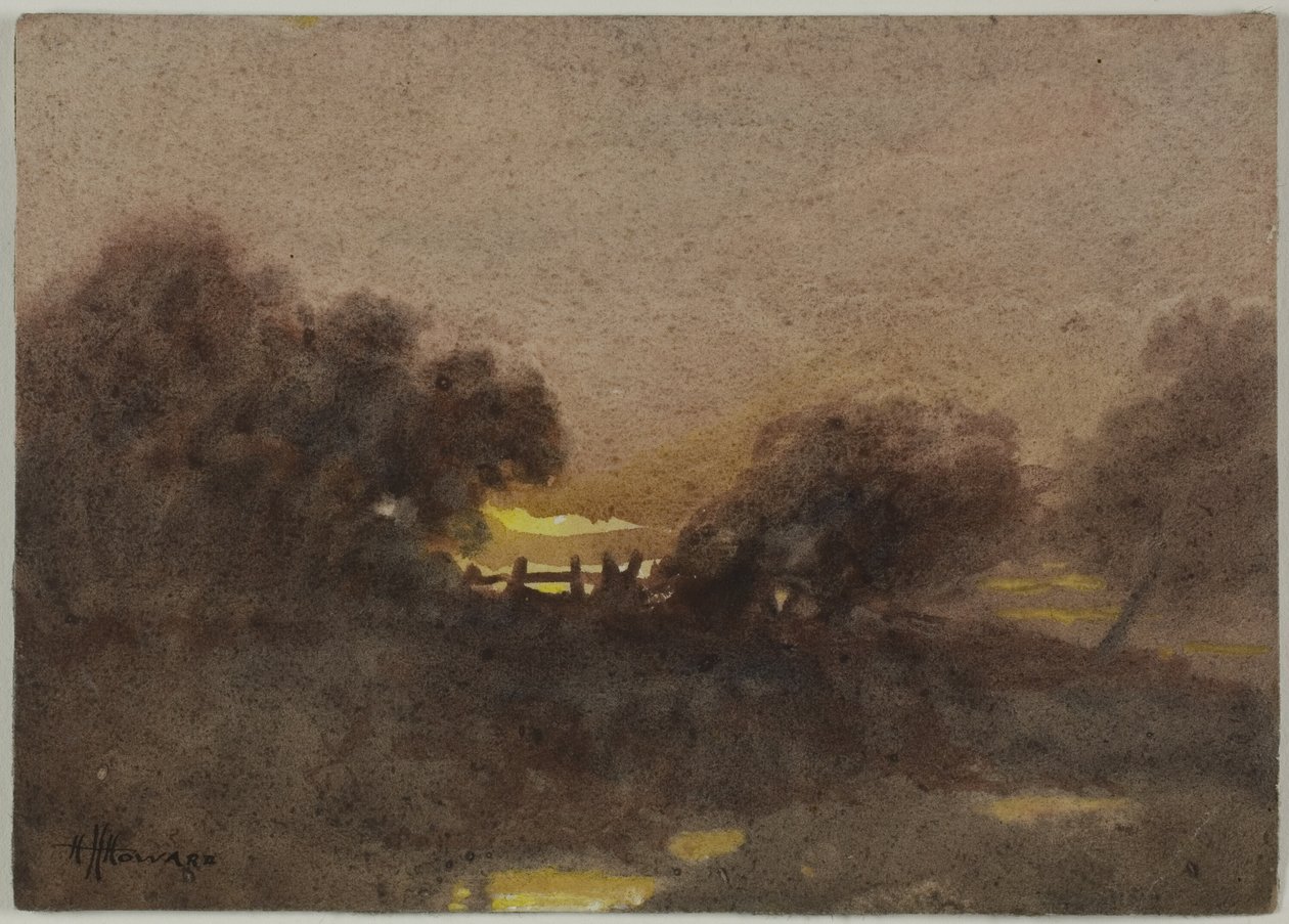 Paisaje con puerta al atardecer de Hugh Huntington Howard