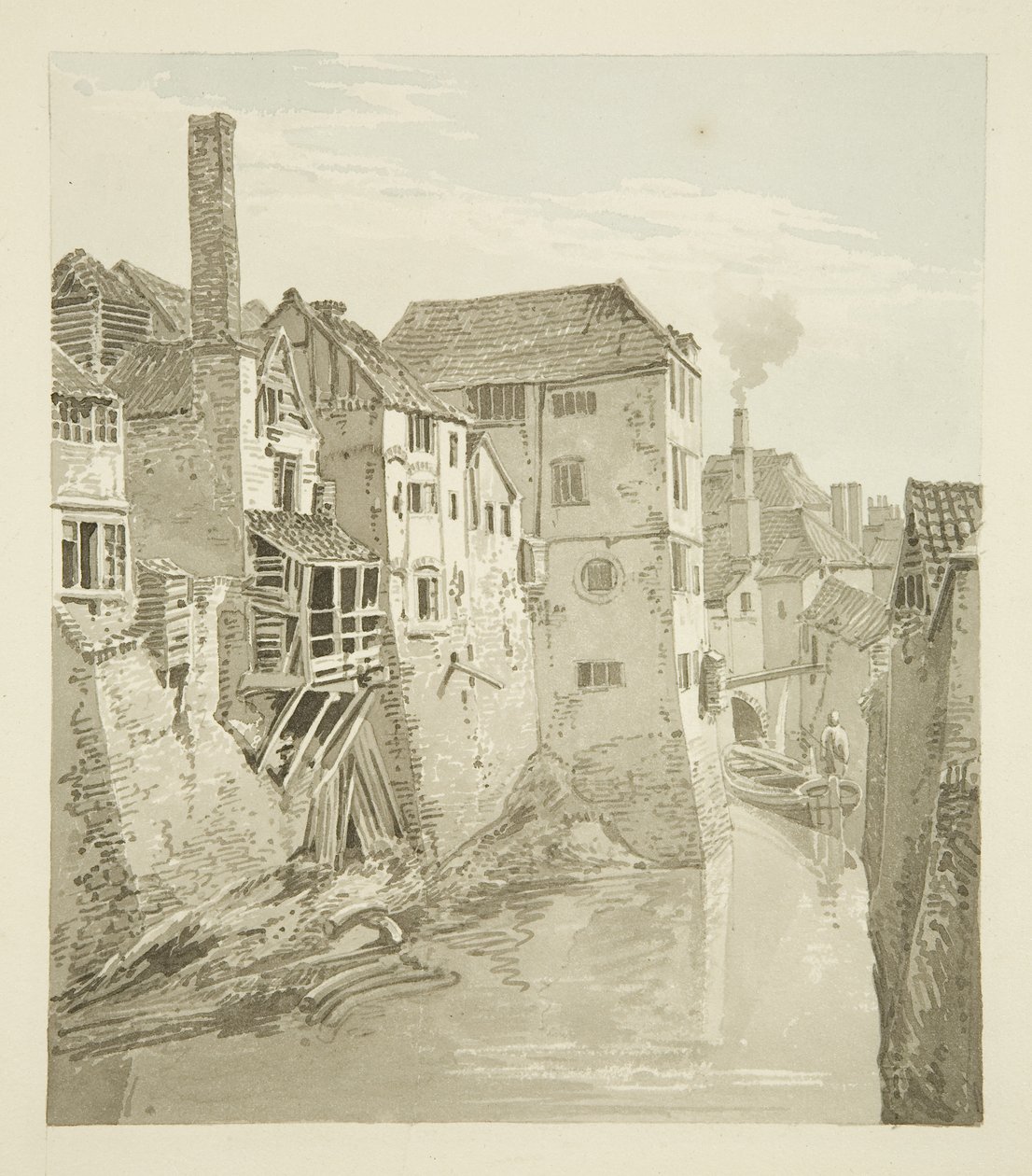 Foso y muro del castillo desde el Puente de la Reina, Muro de la Ciudad a la izquierda, 1820 de Hugh ONeill
