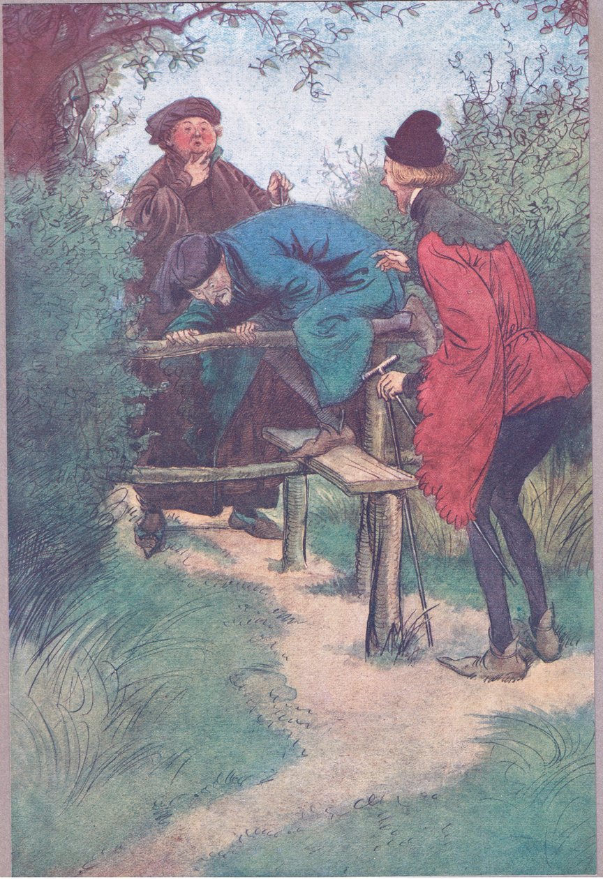 Ahí viene mi amo, el Sr. Shallow y otro caballero de Frogmore, ilustración de Las Alegres Comadres de Windsor, 1910 de Hugh Thomson