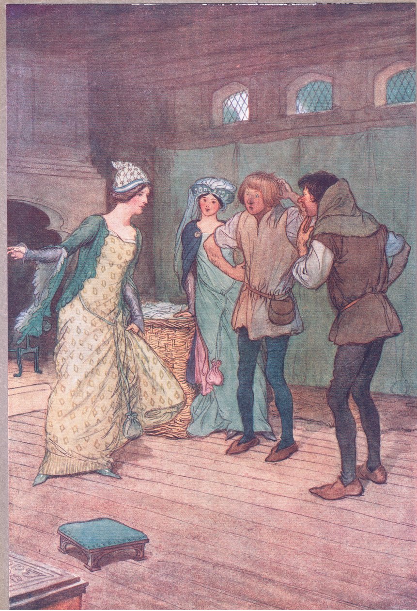 Vacíalo en el foso fangoso, ilustración de Las Alegres Comadres de Windsor, 1910 de Hugh Thomson