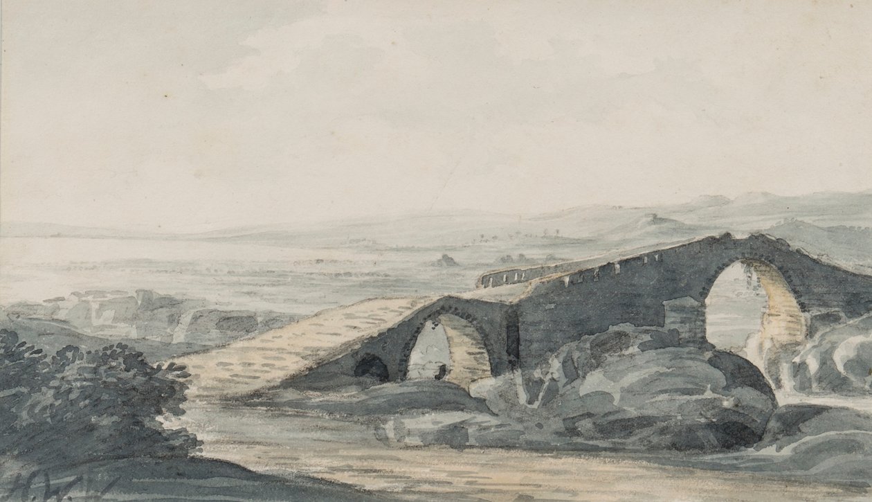 Puente del Diablo mirando hacia el mar, Río Anda, c.1818 de Hugh William Williams