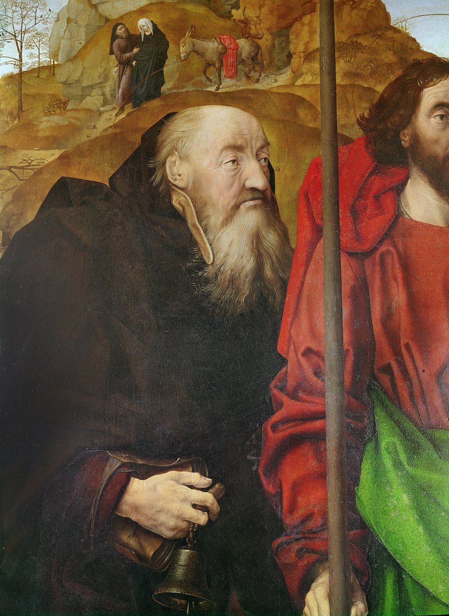Retablo Portinari, panel izquierdo (detalle) de Hugo van der Goes
