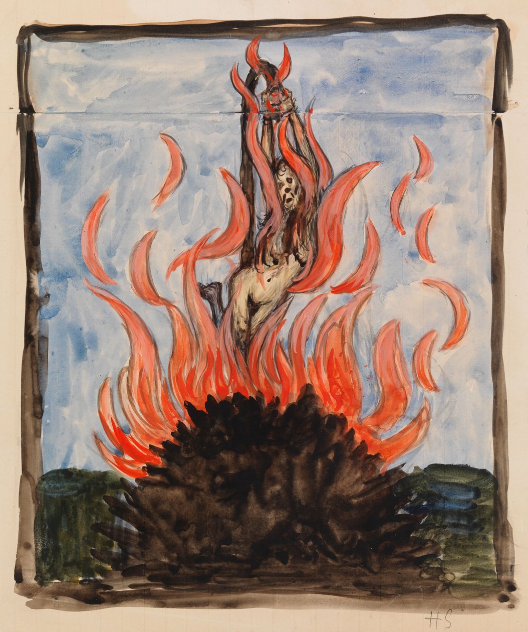 La bruja en la hoguera de Hugo Simberg