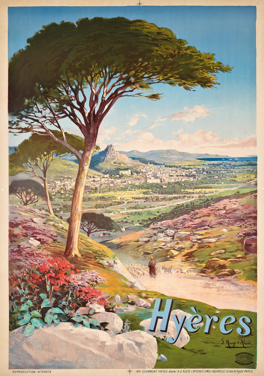 Póster publicitario de Hyeres, Francia, 1900 de Hugo d Alesi