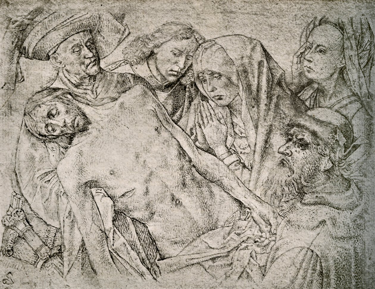 Dibujo después del Descendimiento de la Cruz, c. 1460-1480, 1908 de Hugo van der Goes