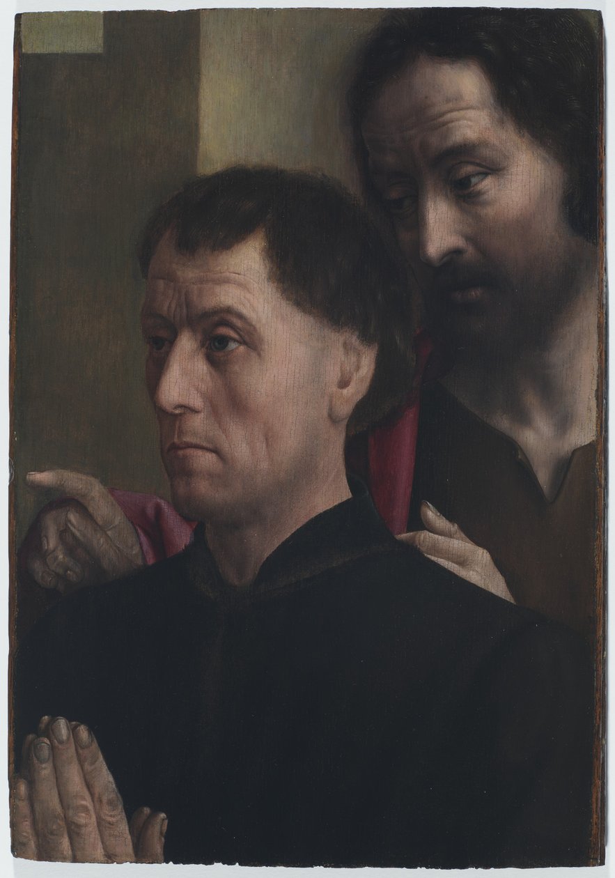 Retrato de un hombre en oración con san Juan Bautista de Hugo van der Goes