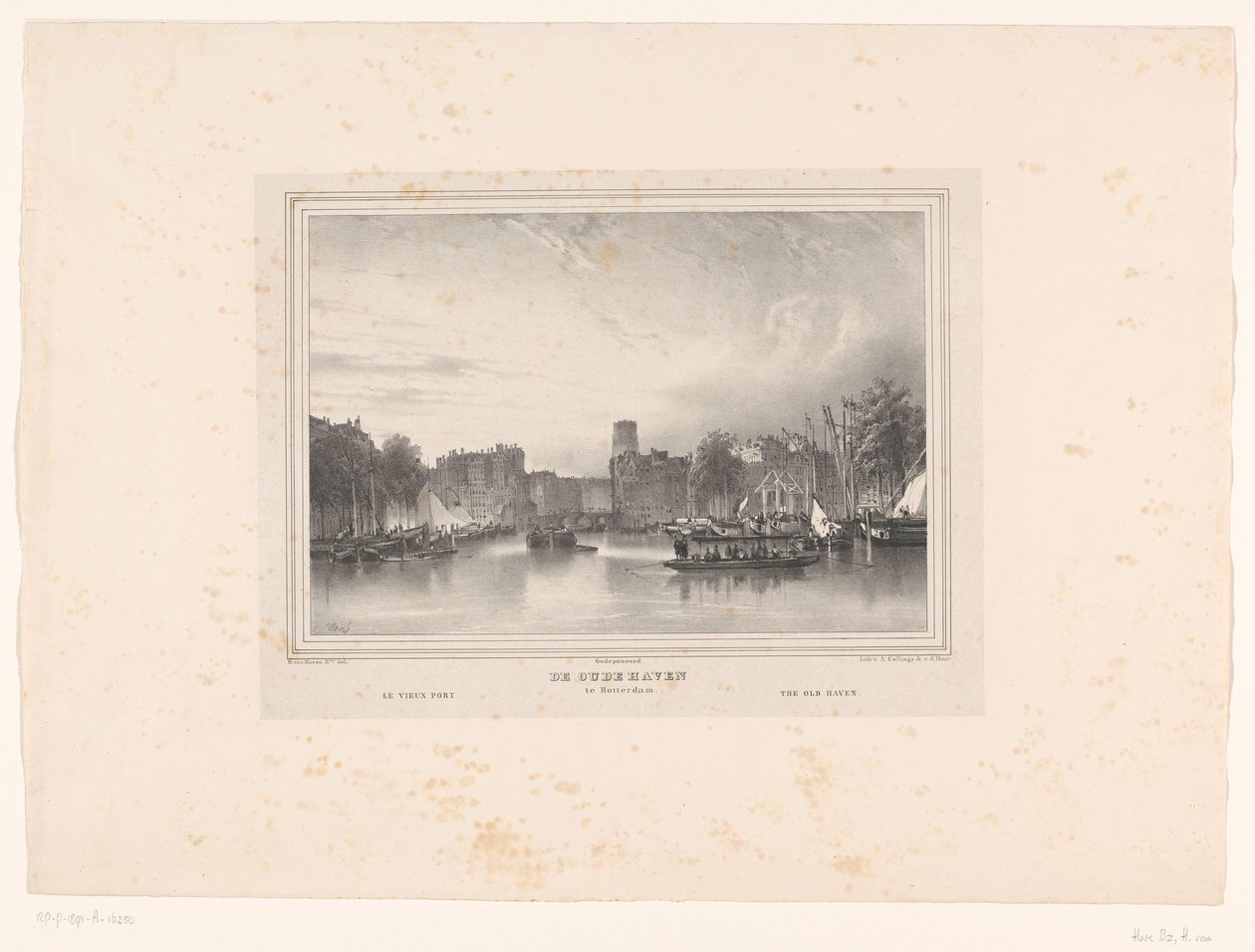 Vista del antiguo puerto de Rotterdam El antiguo puerto de Róterdam / Le vieux port / El antiguo puerto (título sobre el objeto) Vistas de la ciudad de Rotterdam (título de la serie) de Huib van Hove Bz