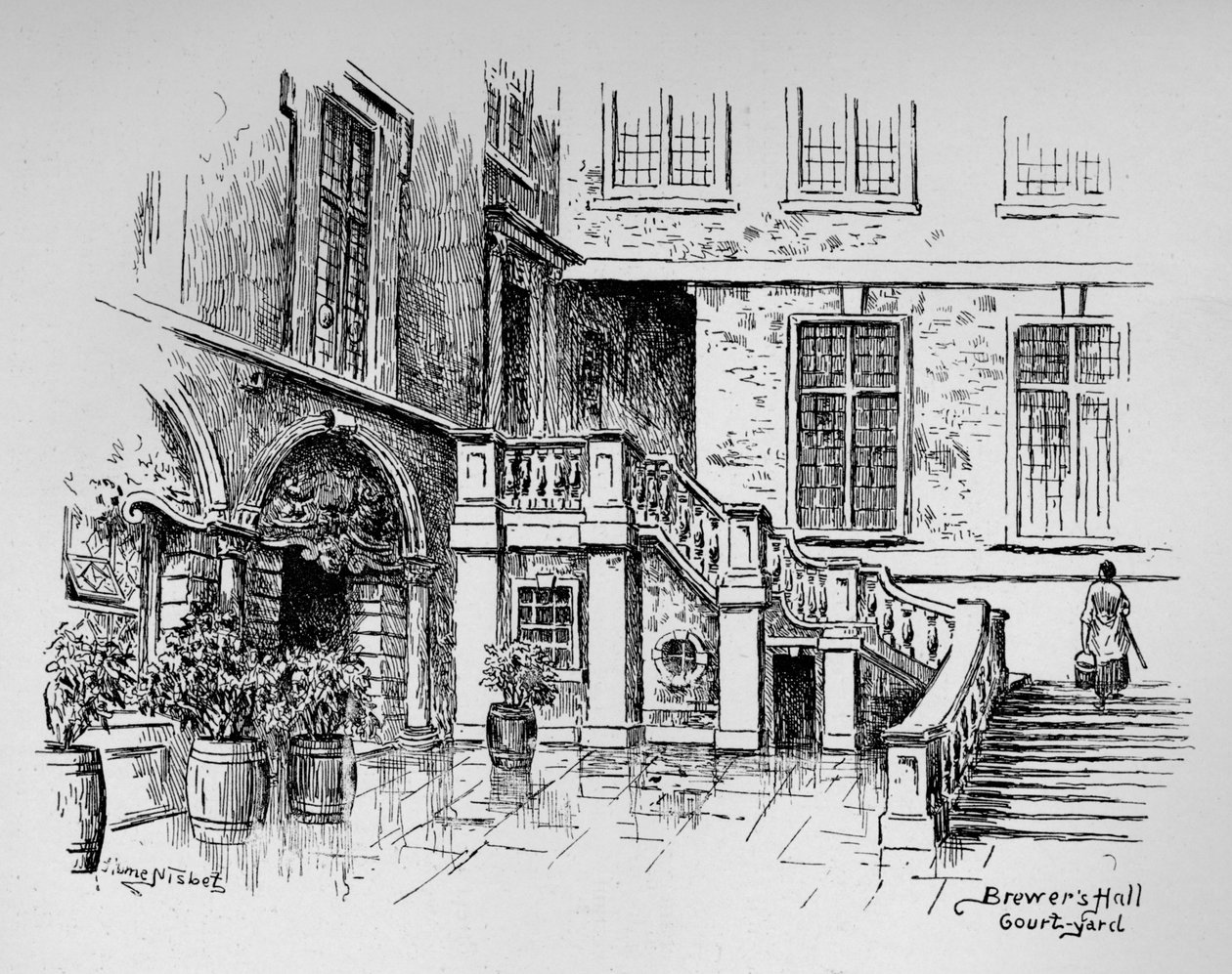 Patio de Brewers Hall, 1890 de Hume Nisbet