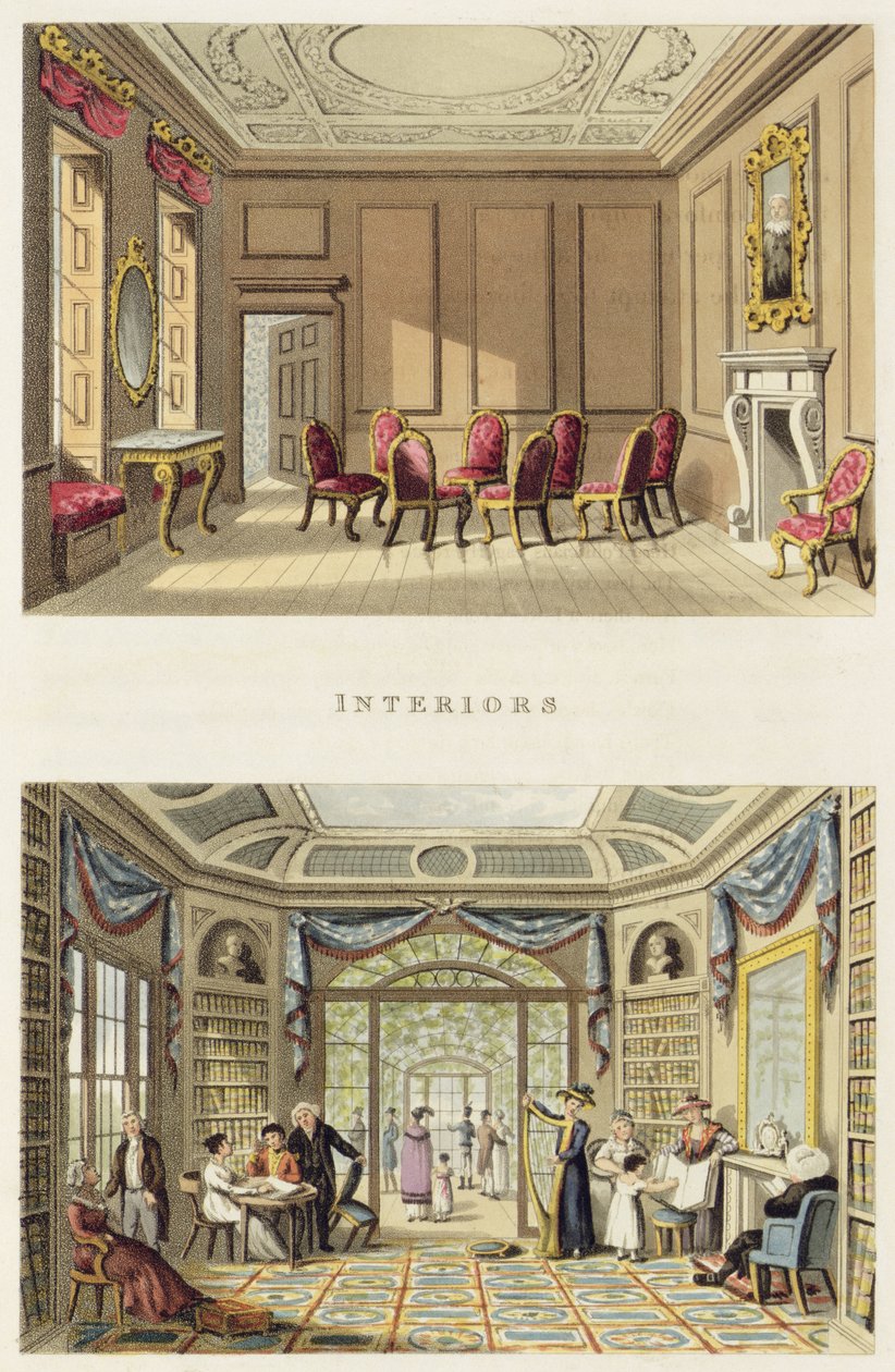 Interiores: El Viejo Salón de Cedro y La Sala de Estar Moderna, de 