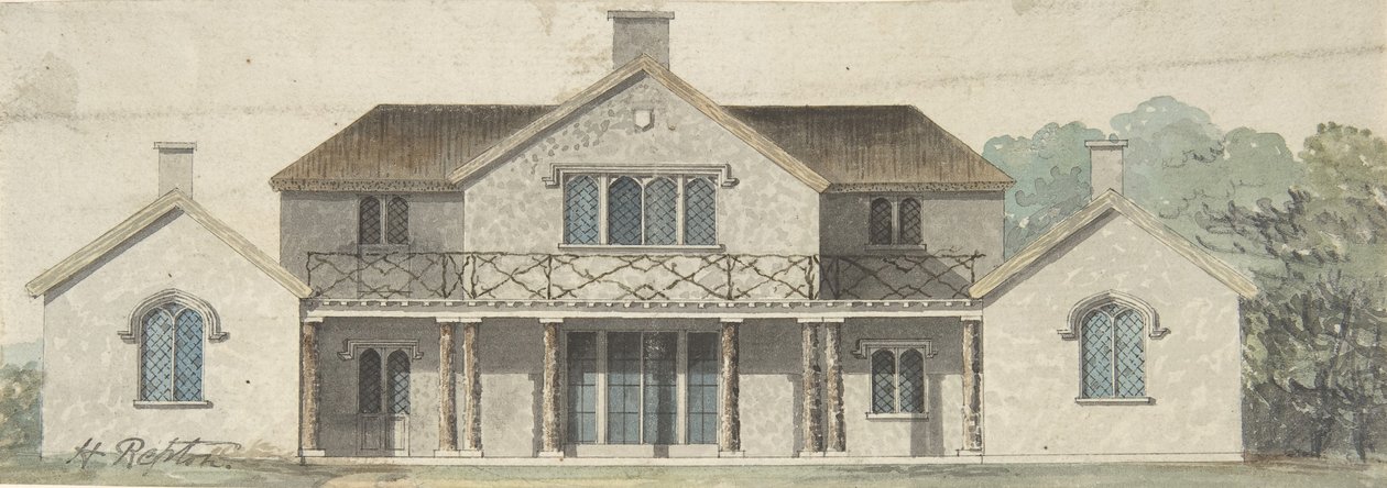 Diseño para una cabaña ornée en estilo tudoresco, finales del siglo XVIII-principios del siglo XIX de Humphry Repton