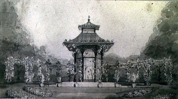 Diseño para un Aviario y Pérgola en Estilo Chino de Humphry Repton