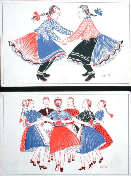 Postales que representan danzas tradicionales húngaras, c.1947-8 de Hungarian School