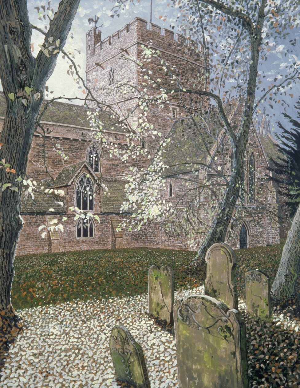 Catedral de Brecon, día de otoño, 1992 de Huw S. Parsons