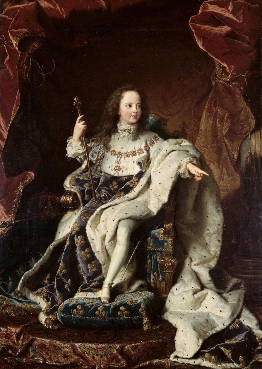 Retrato de Luis XV (1710-74) con ropas de coronación, 1715 de Hyacinthe Francois Rigaud