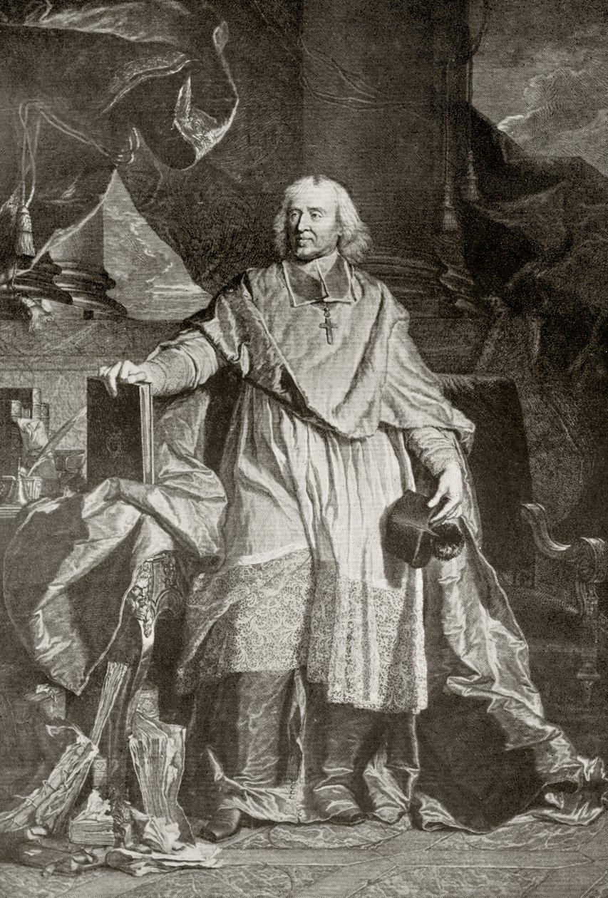 Jacques Benigne Bossuet, grabado por Pierre Imbert Drevet, de 
