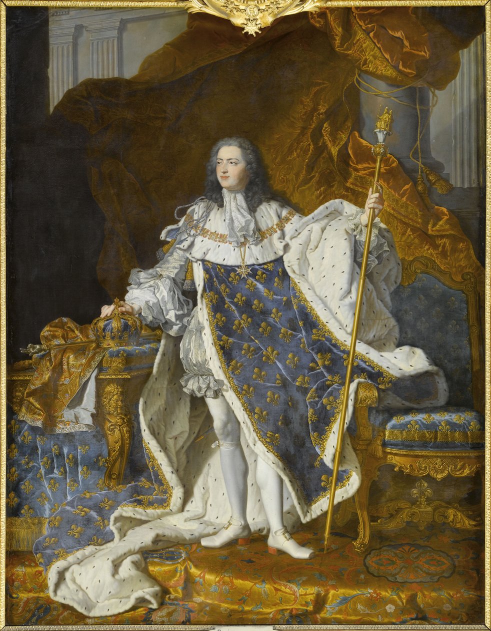 Retrato de Luis XV en su traje real de Hyacinthe François Honoré Rigaud