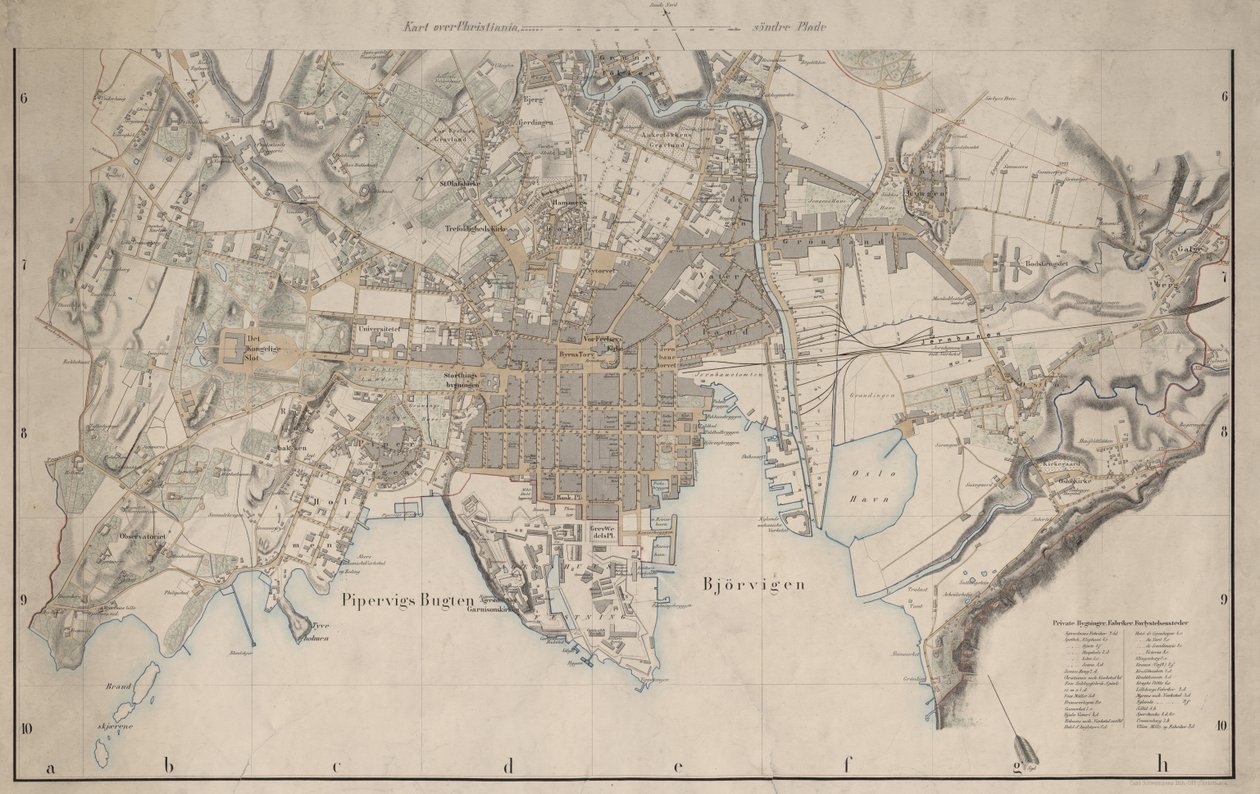 El mapa fue publicado en (1861) y muestra Christiania de I.W.G. Næser