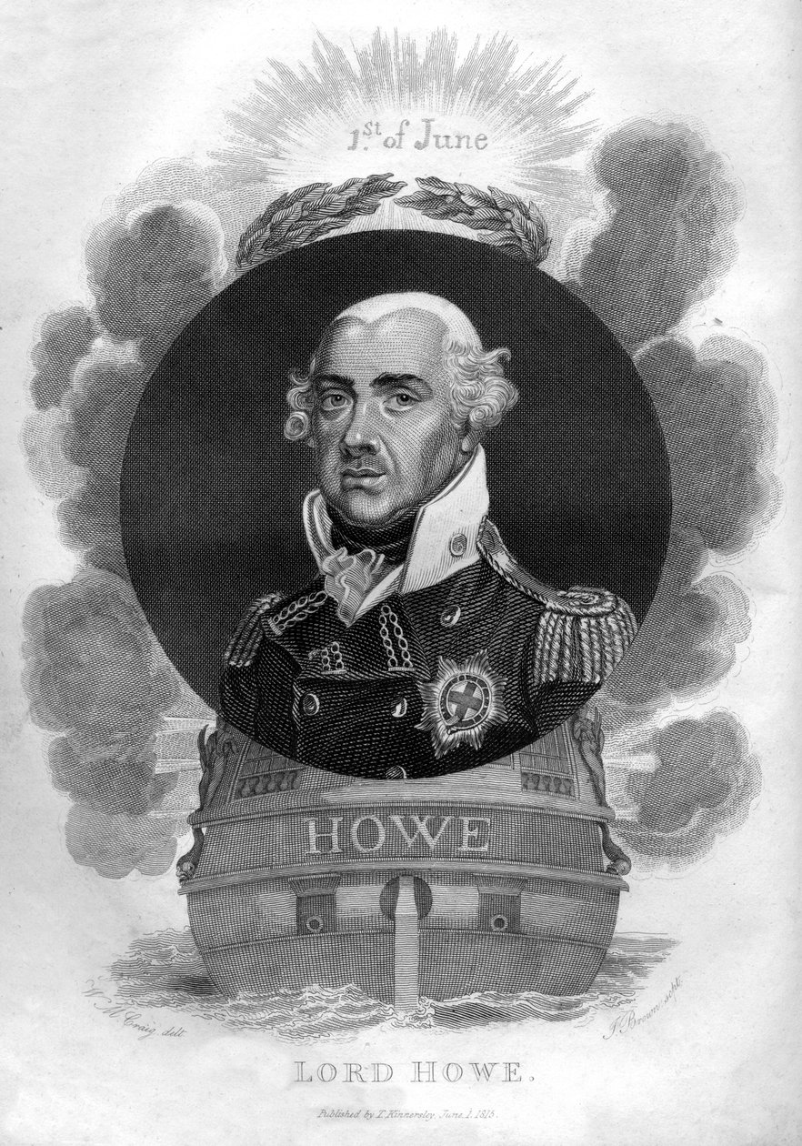 Almirante Richard Howe, 1er Conde Howe, 1726-1799, almirante inglés, 1816 de I. Brown