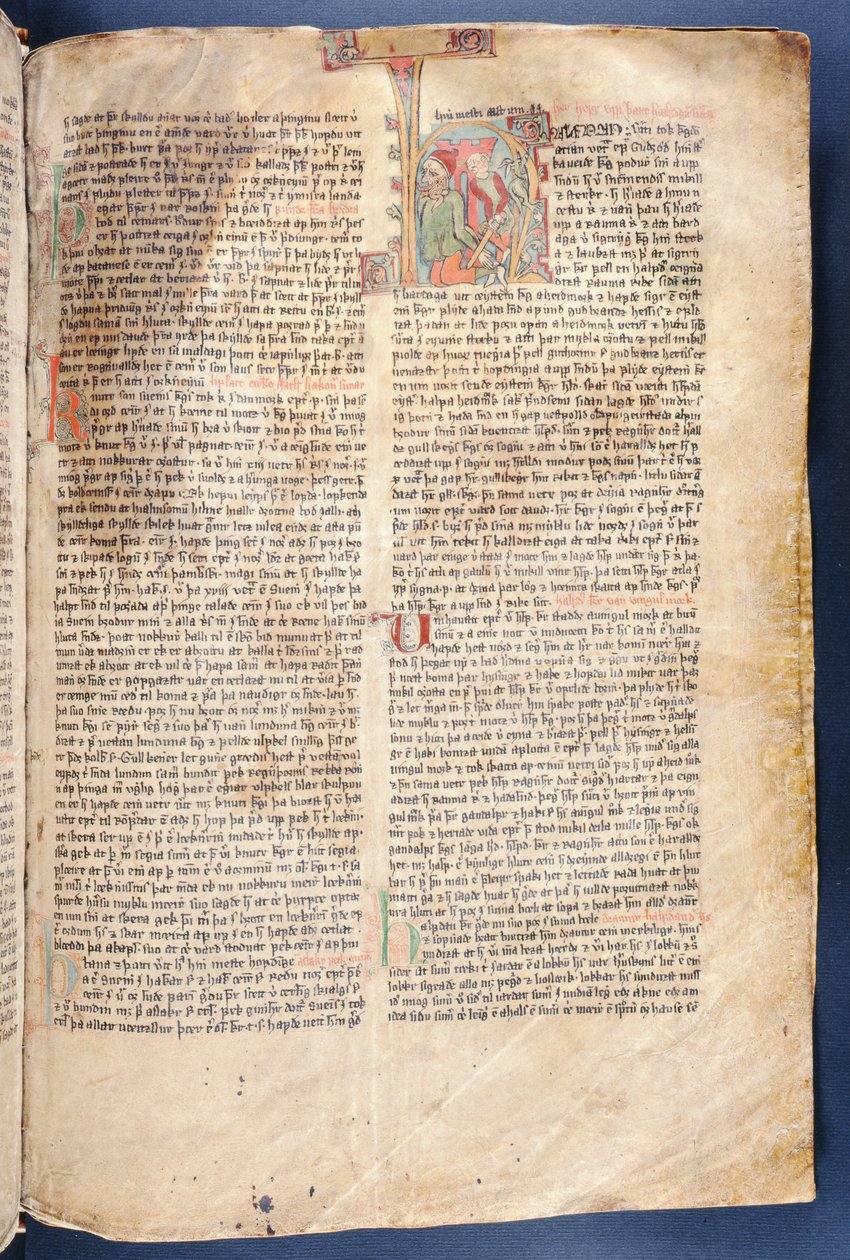 El comienzo de La Historia de Halfdan el Negro, del Flateyjarbok (El Libro de Flatey) finales del siglo XIV de Icelandic School