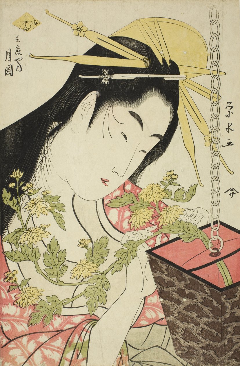 La cortesana Tsukioka del Hyogoya, c.1797 de Ichirakutei Eisui