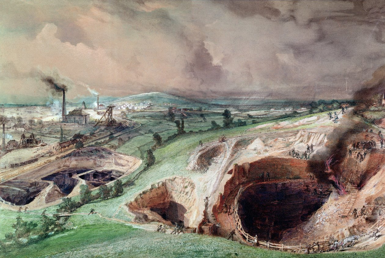 Minas a Cielo Abierto en Blanzy, Saona y Loira, 1857 de Ignace Francois Bonhomme