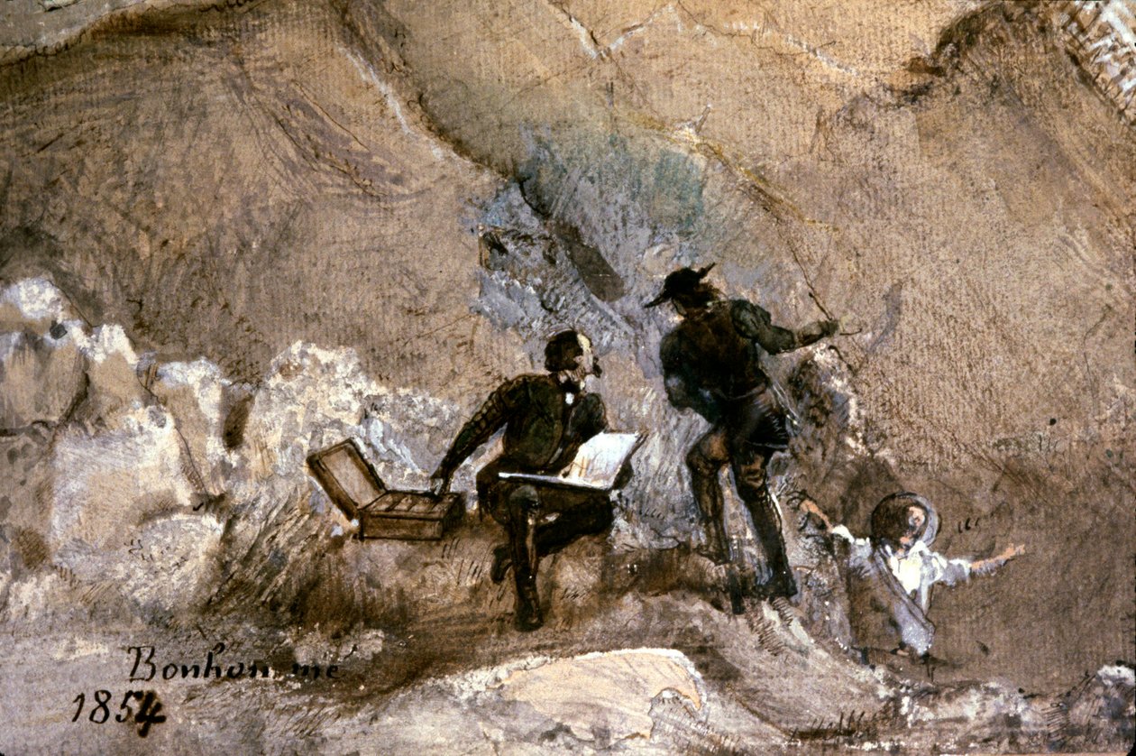 Ignace Francois Bonhomme pintando al aire libre de Ignace Francois Bonhomme