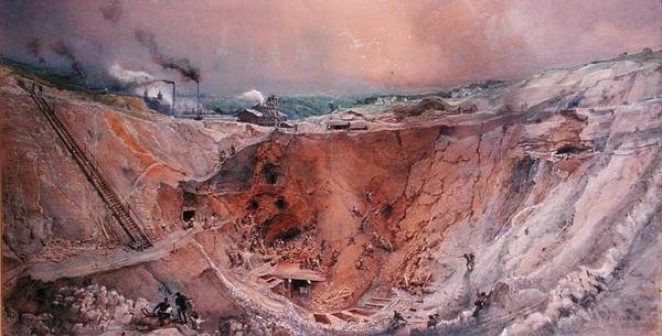 Minería a cielo abierto en Vieille Montagne, Saona y Loira, c.1854 de Ignace Francois Bonhomme
