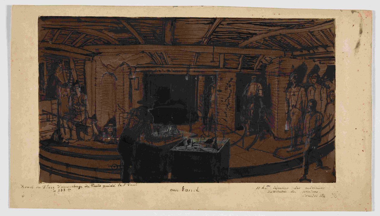 Al fondo, la comida de los mineros, 1866 de Ignace Francois Bonhomme