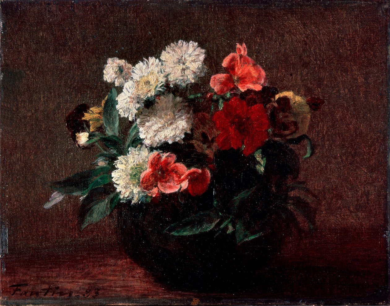 Flores en un jarrón de barro, 1883 de Ignace Henri Jean Fantin Latour