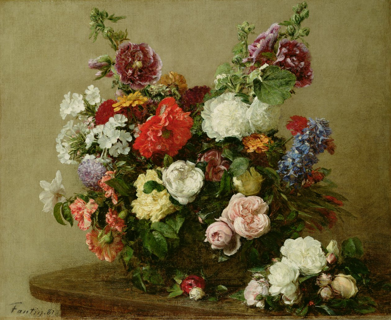 Rosas y peonías francesas, 1881 de Ignace Henri Jean Fantin Latour