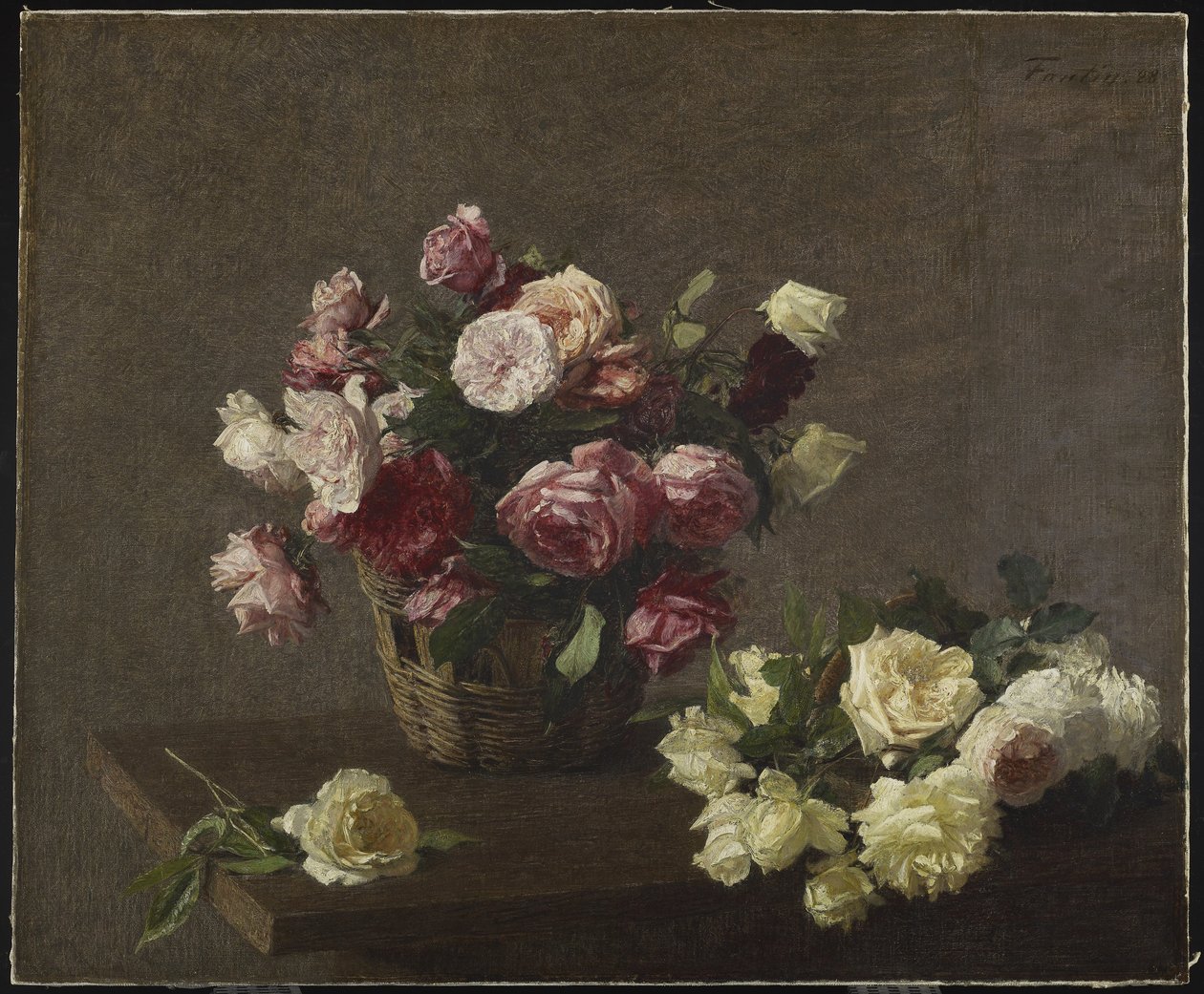 Rosas en una cesta, 1888 de Ignace Henri Jean Fantin Latour
