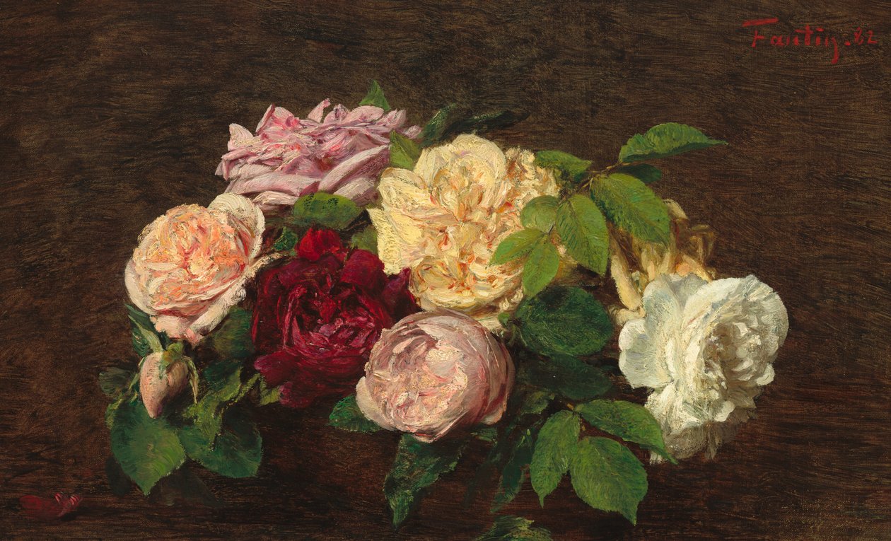 Rosas de Niza sobre una mesa de Ignace Henri Jean Fantin Latour