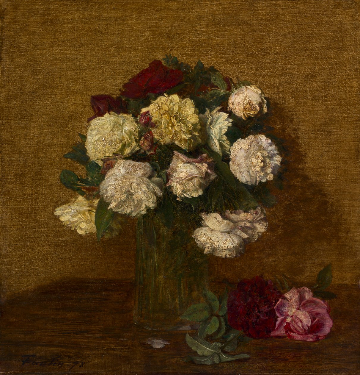 Rosas en un jarrón de Ignace Henri Jean Fantin Latour