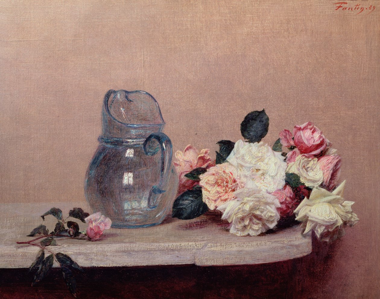 Naturaleza Muerta con Rosas, 1889 de Ignace Henri Jean Fantin Latour