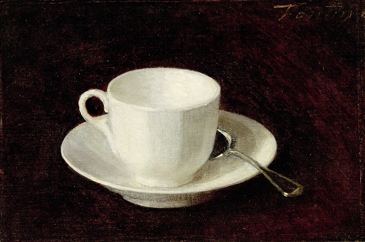 Taza y platillo blancos, 1864 de Ignace Henri Jean Fantin Latour