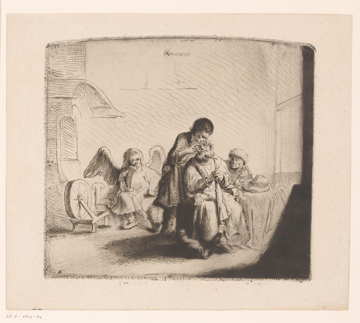 Curando los ojos de Tobías de Ignace Joseph de Claussin (attributed to)