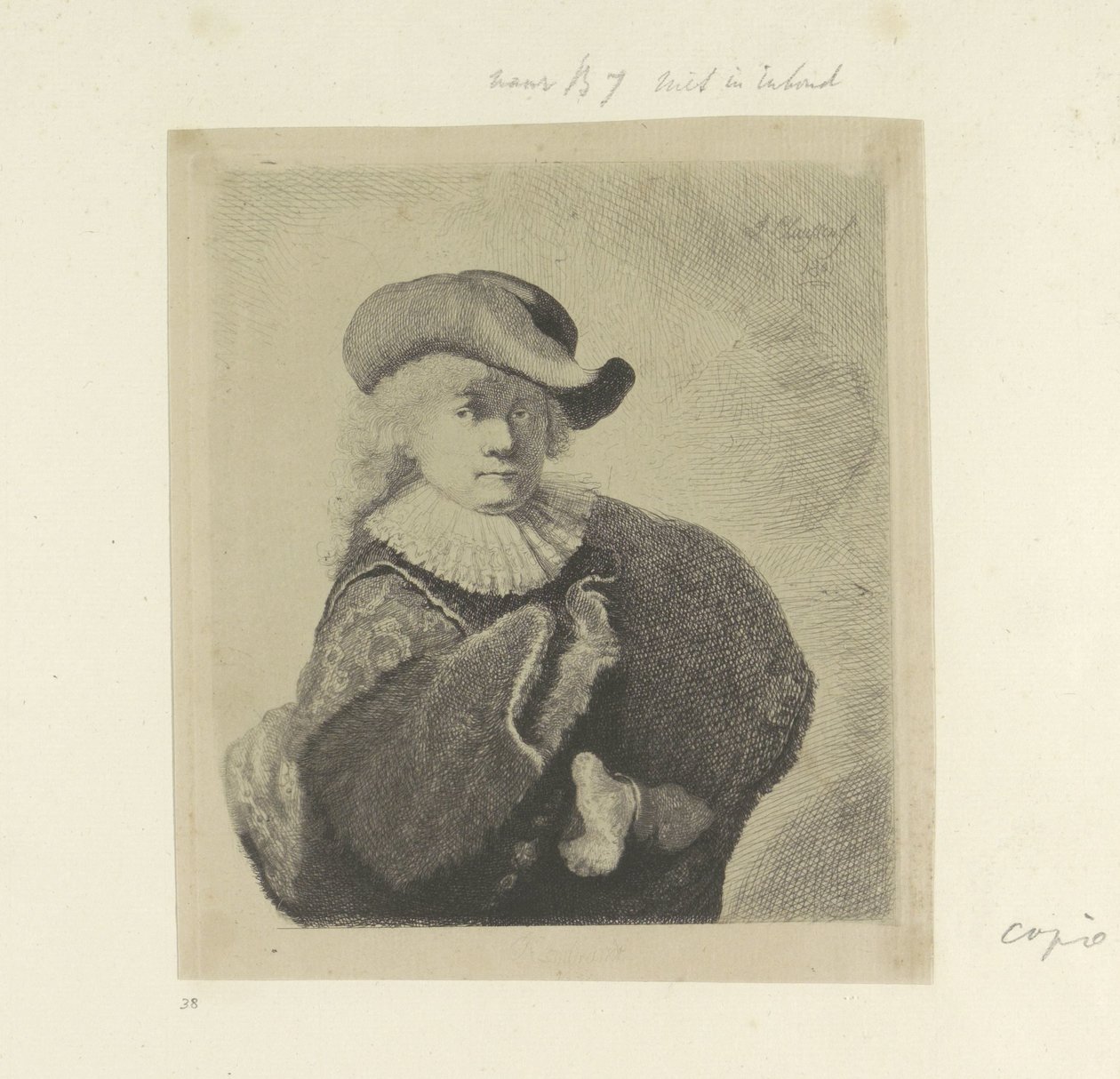 Autorretrato con sombrero de ala ancha y capa bordada Recueil de quatre-vingt-cinq estampes originales (título de la serie) de Ignace Joseph de Claussin