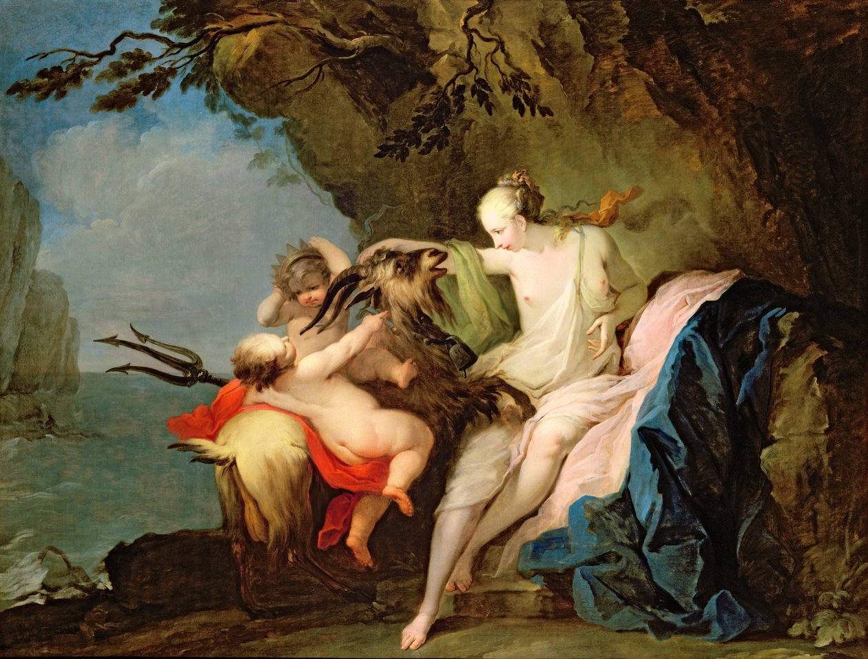 La ninfa Adrastia y la cabra Amaltea con el infante Zeus de Ignaz Stern