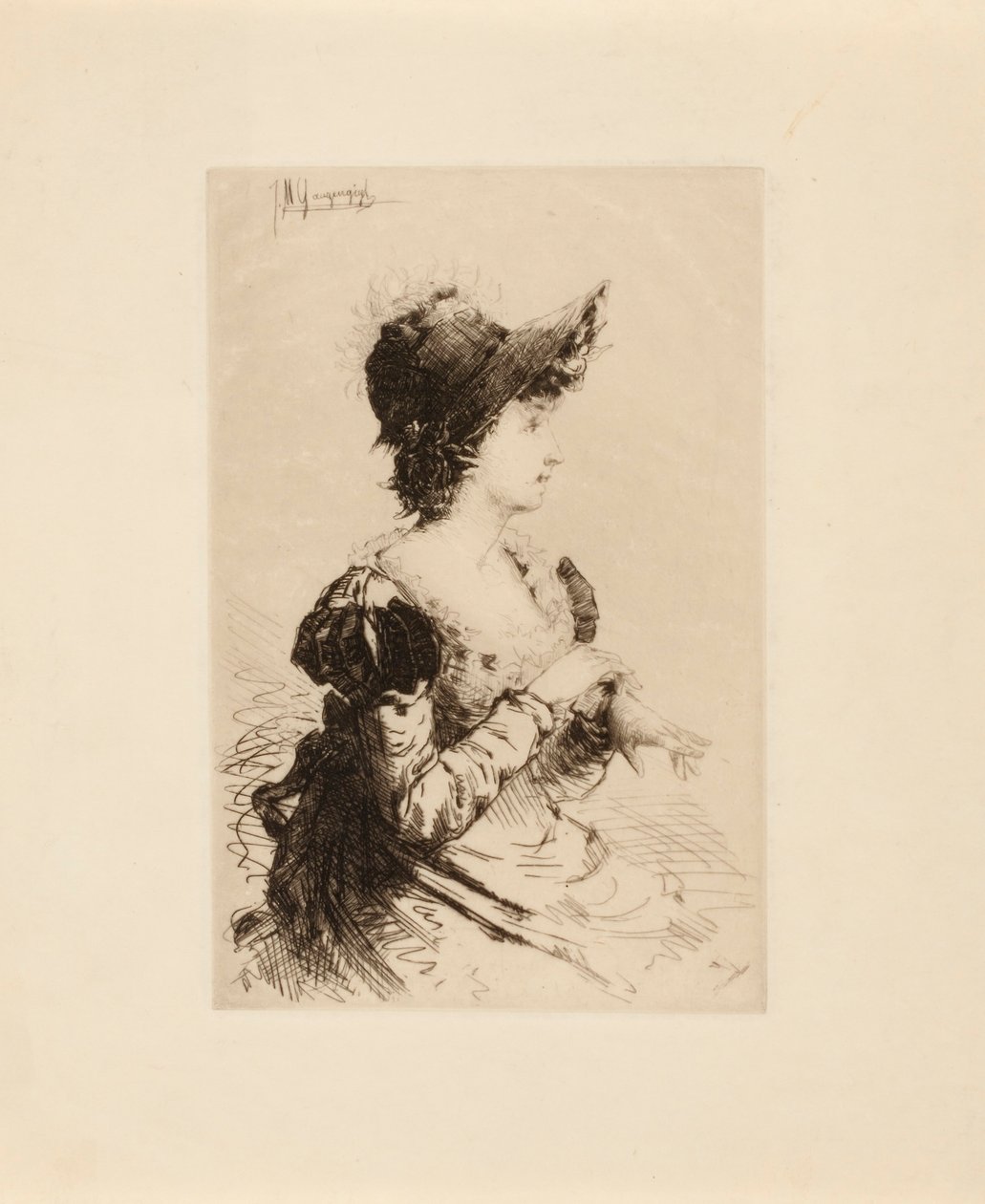 Sin título (mujer poniéndose guantes) de Ignaz Marcel Gaugengigl