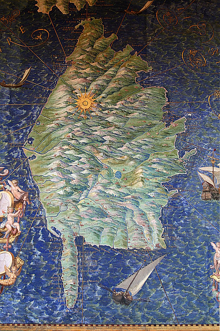 Mapa de Córcega - Galería de Mapas - Museos Vaticanos. de Ignazio Danti