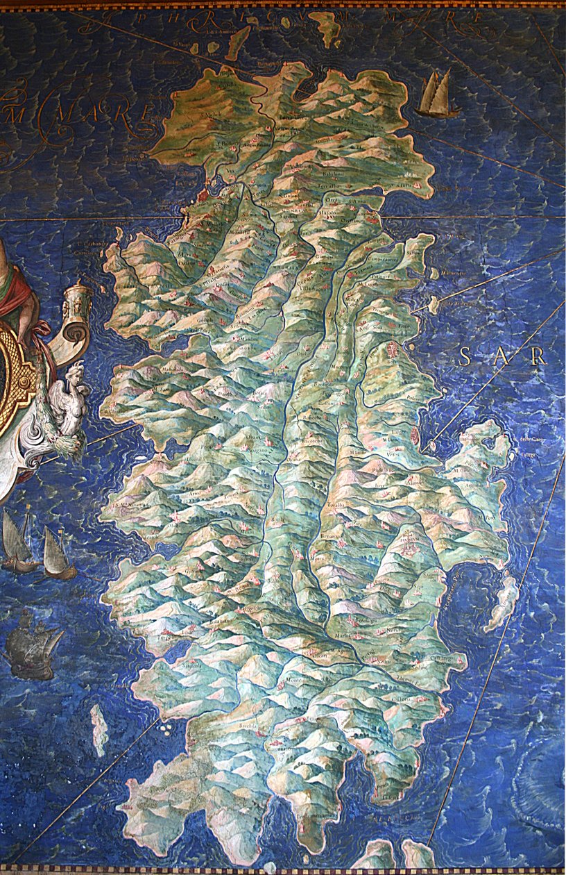 Mapa de Cerdeña - Galería de Mapas - Museos Vaticanos. de Ignazio Danti