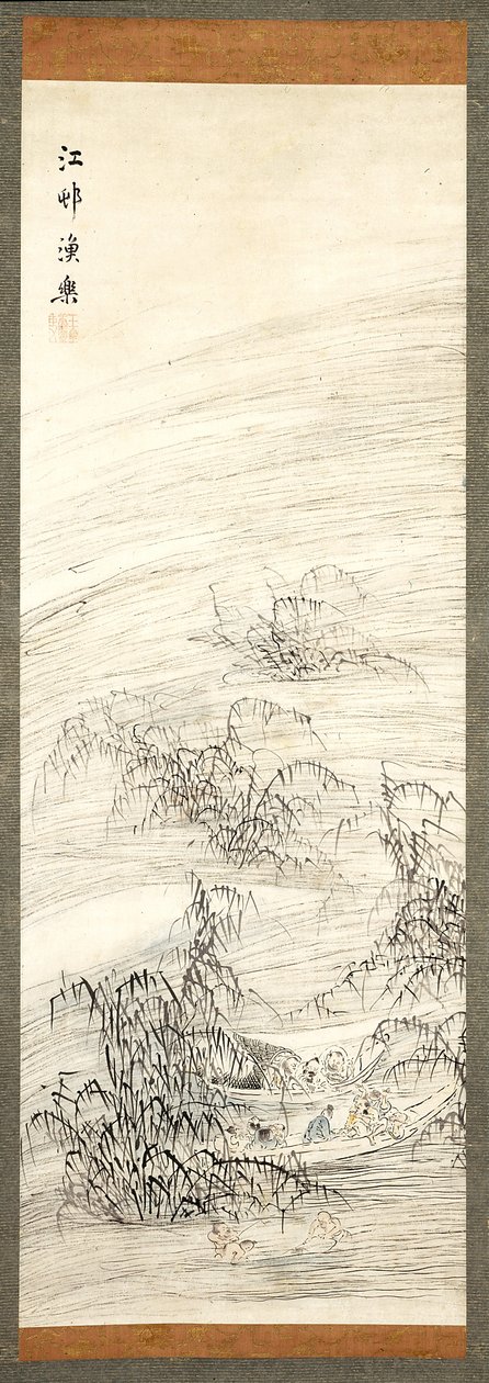 River Village And Fishing Pleasure (color y tinta sobre papel) de Ike no Taiga