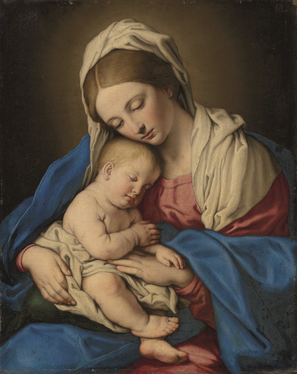 Virgen con el Niño (óleo sobre lienzo) de Il (1609-85) Sassoferrato