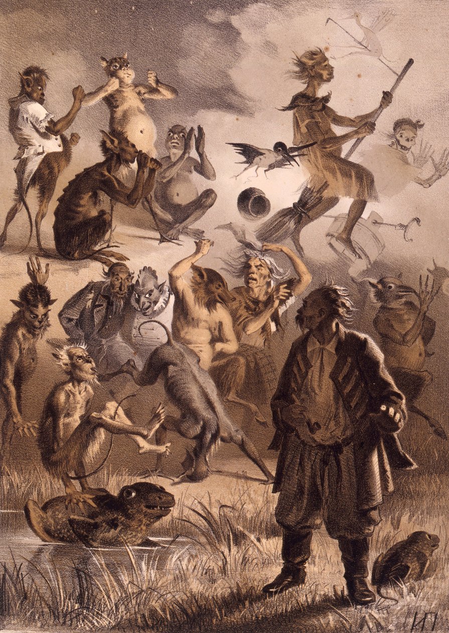 Ilustración para el cuento La carta perdida de Noches en una granja cerca de Dikanka de Nikolai Gogol de Illarion Mikhailovich Pryanishnikov