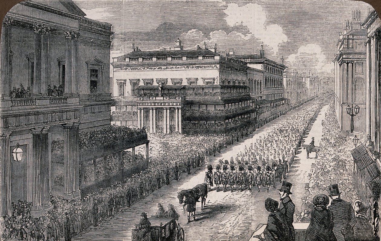 Funeral del difunto Duque de Wellington - La procesión en Pall-Mall, 1852 S3 V0042000 V0042526 de Illustrated London News