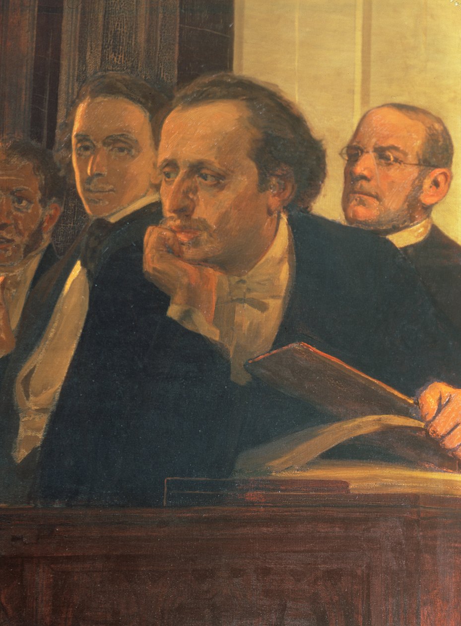 Michal Kleopas Oginski (1765-1833), Frederic Chopin (1810-49) y Stanislaw Moniuszko (1819-72), de Compositores Eslavos, 1890s (detalle) de Ilya Efimovich Repin