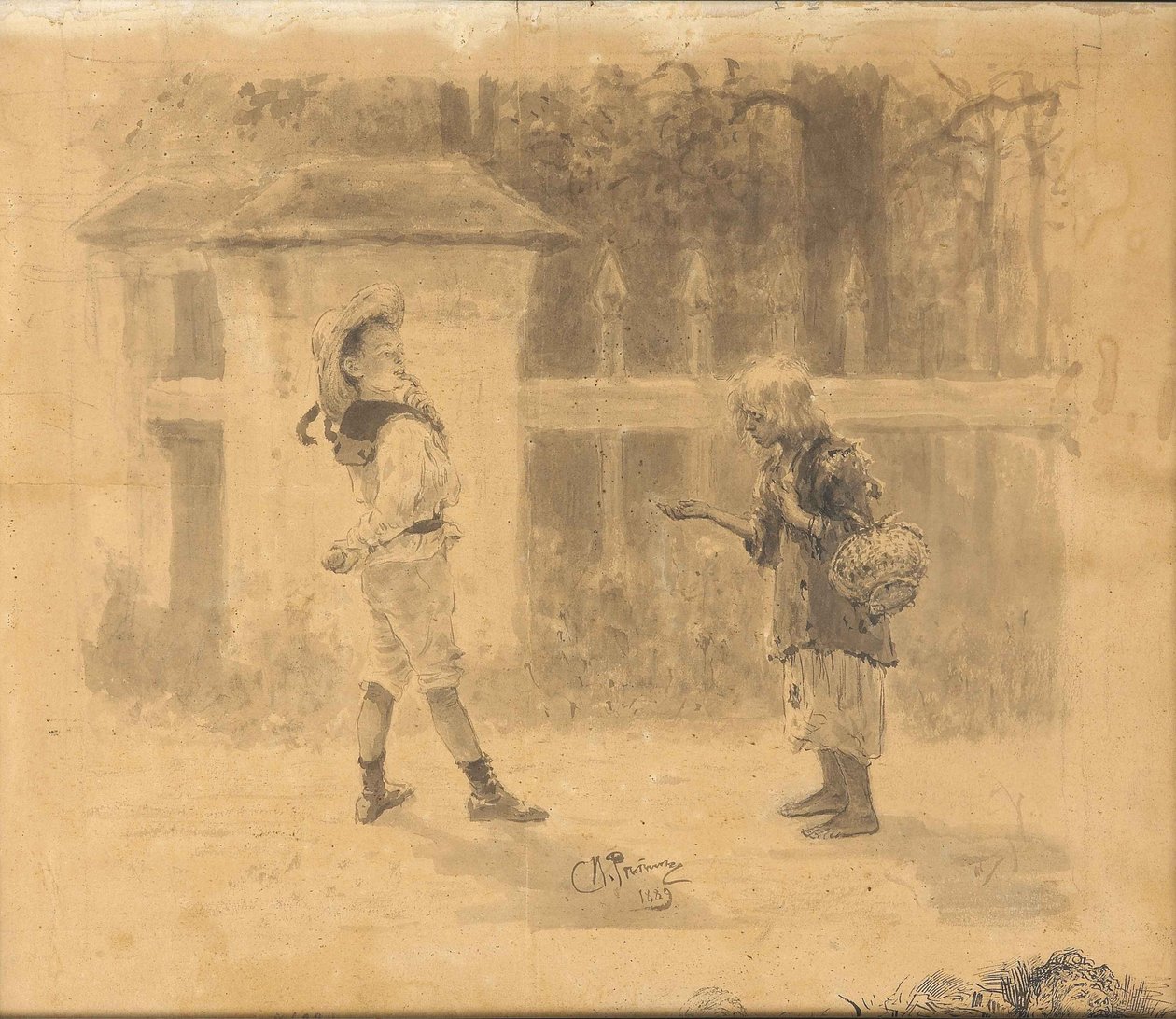 Niña mendigando, 1889 de Ilya Efimovich Repin