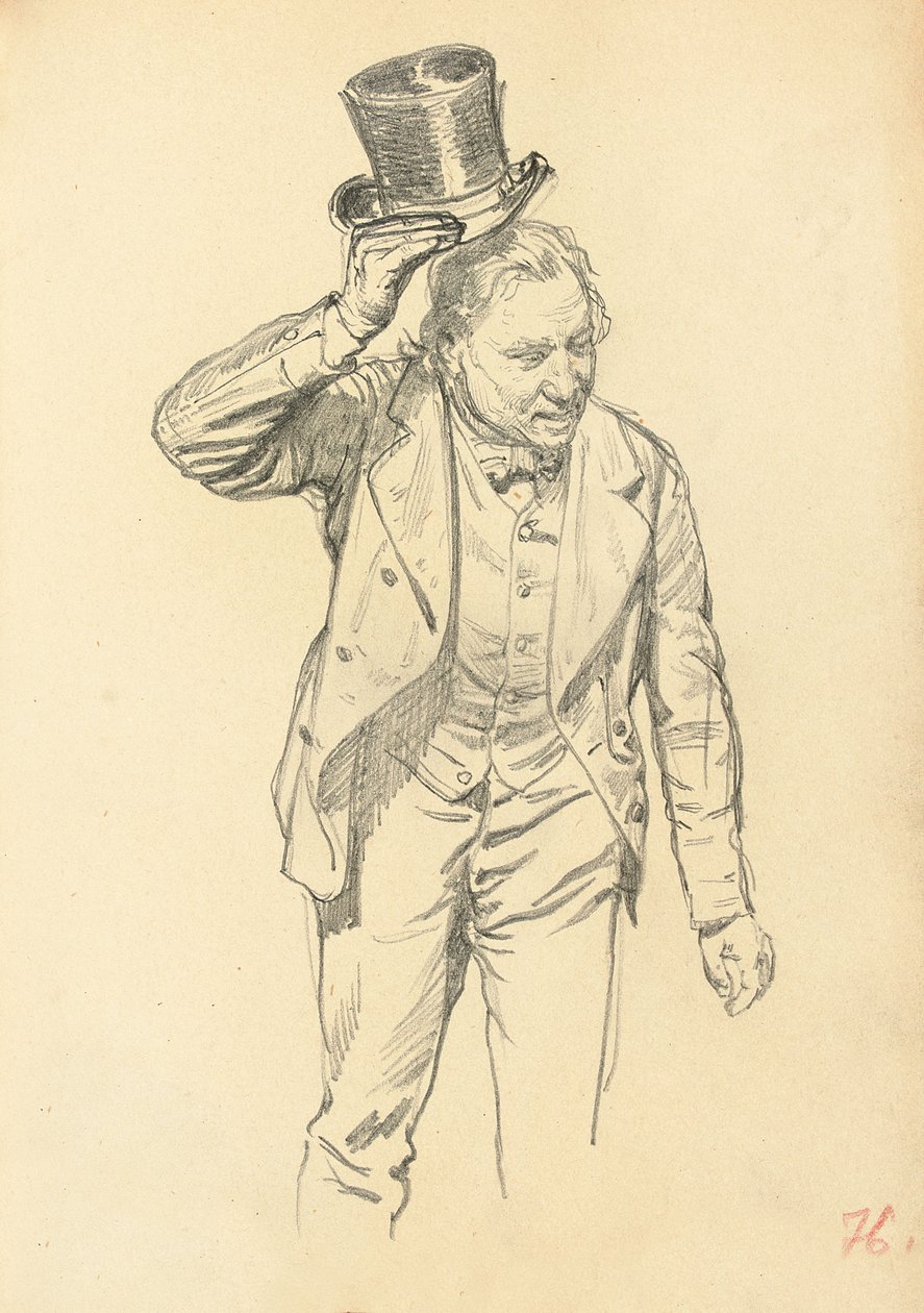 Hombre levantando su sombrero, c. 1872-1875 de Ilya Efimovich Repin