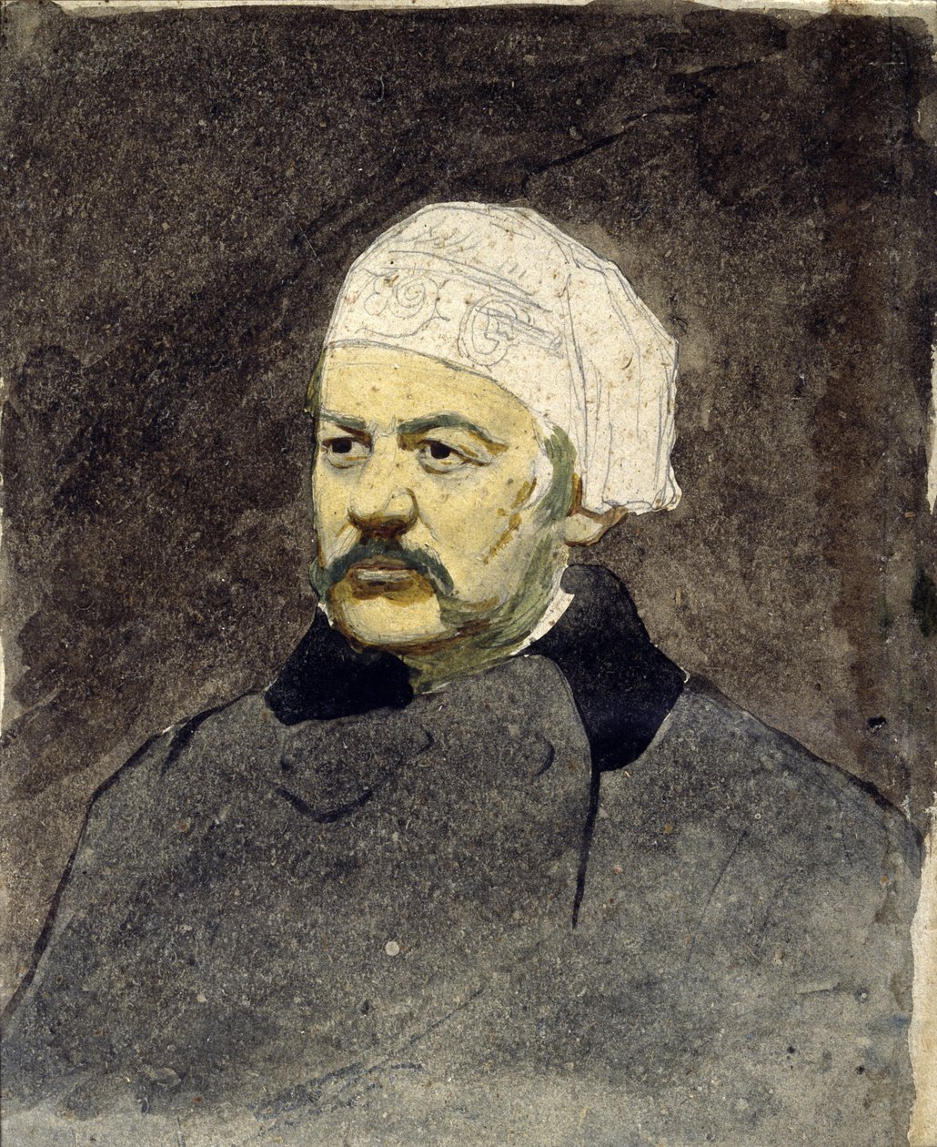 Retrato del compositor ruso Mikhail Ivanovitch Glinka (1804-1857) (Michail I. Glinka) - Pintura de Ilya Yefimovich Repin (1844-1930), acuarela sobre cartón (28x23 cm), hacia 1870 - Museo Memorial I. Repin Penates, cerca San Petersburgo (Rusia) de Ilya Efimovich Repin