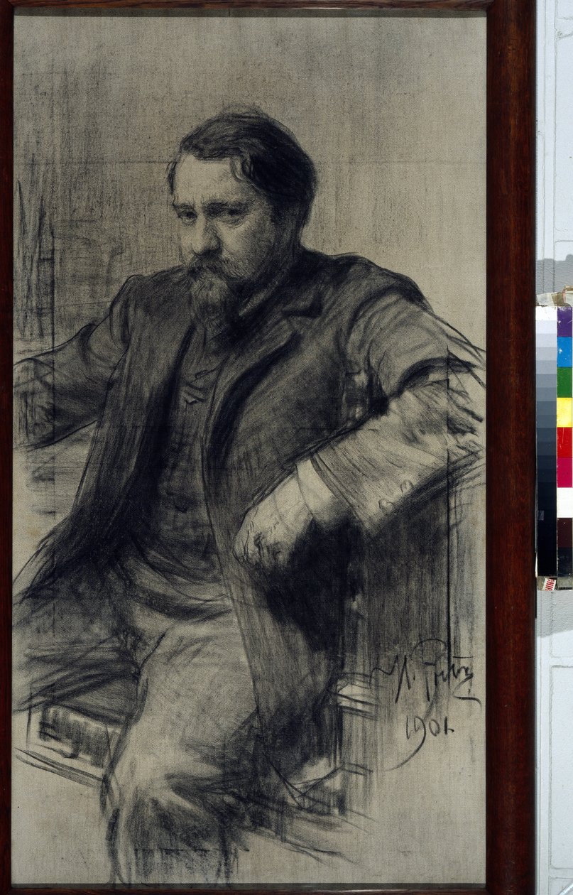 Retrato du peintre Valentin Aleksandrovitch Serov (1865-1911) (Valentin Alexandrovich Serov) - Dessin de Ilya Yefimovich (Iefimovich) Repin (1844-1930), crayon sur papier de Ilya Efimovich Repin
